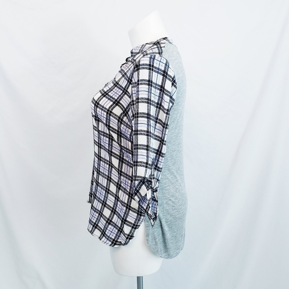 Liquid New York Silk Plaid Blouse w/Roll Tab Sleeves Lightweight - Picture 5 of 9